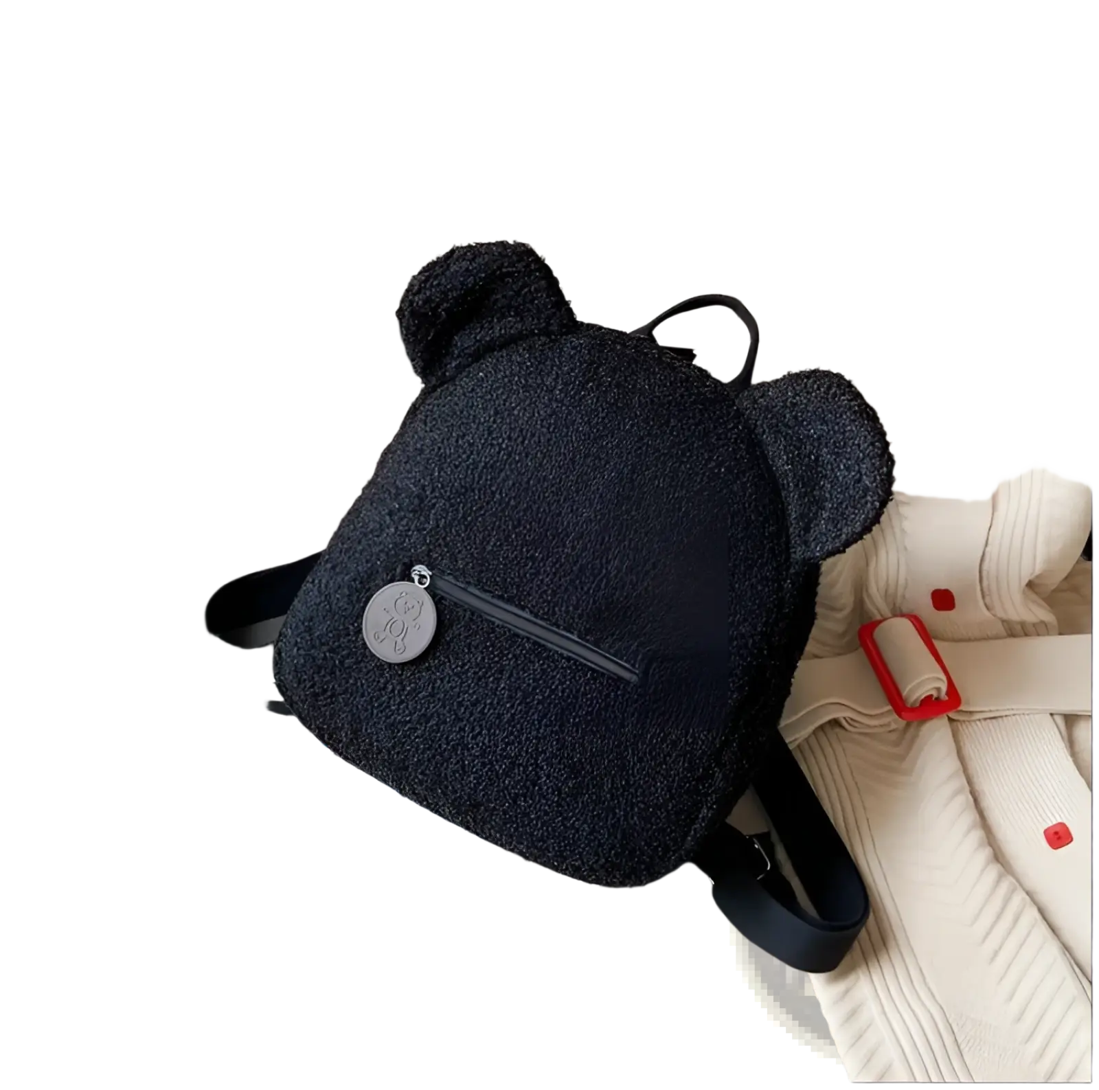 Bear Shaped Plush Backpack Cute Fuzzy Fleece Rucksack