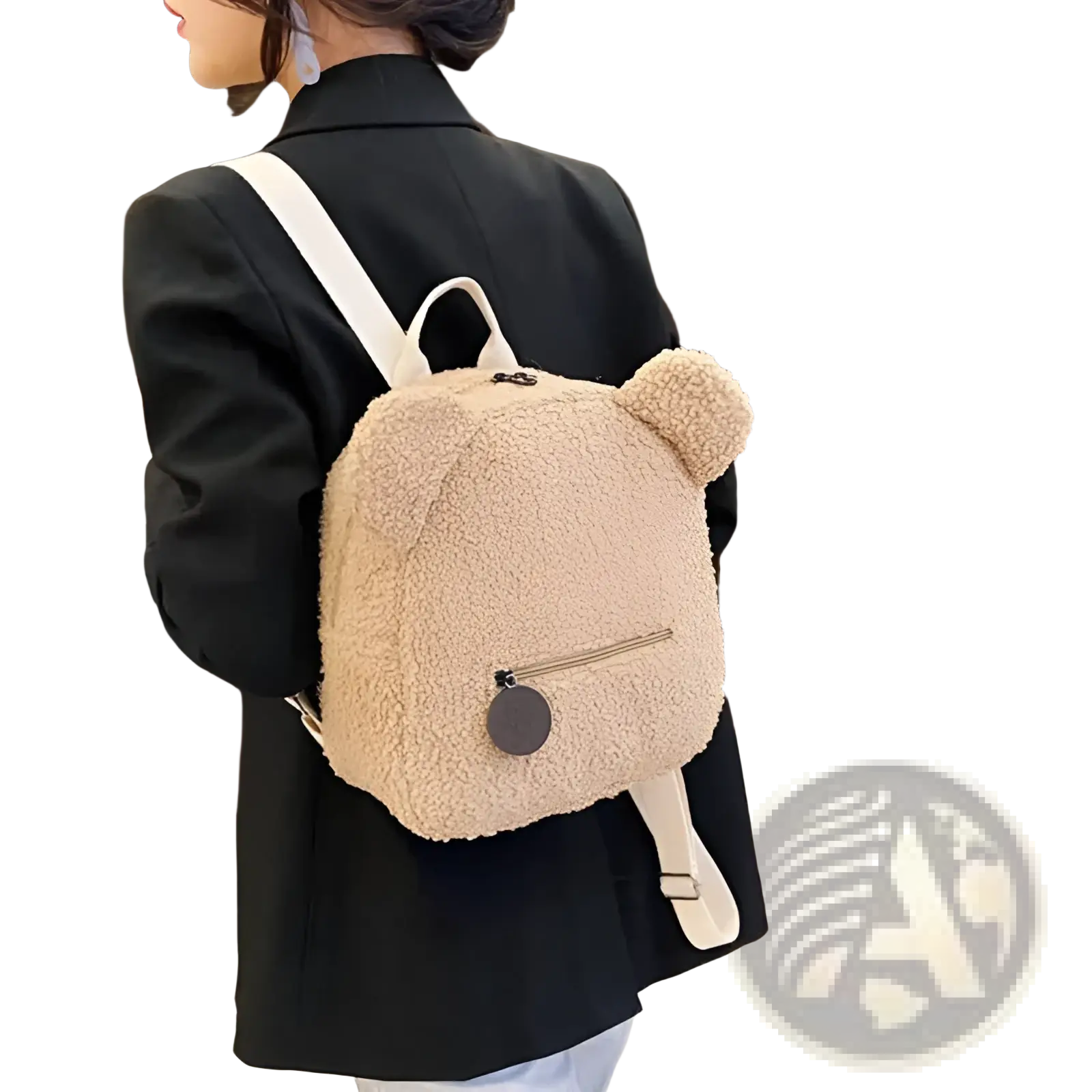 Bear Shaped Plush Backpack Cute Fuzzy Fleece Rucksack