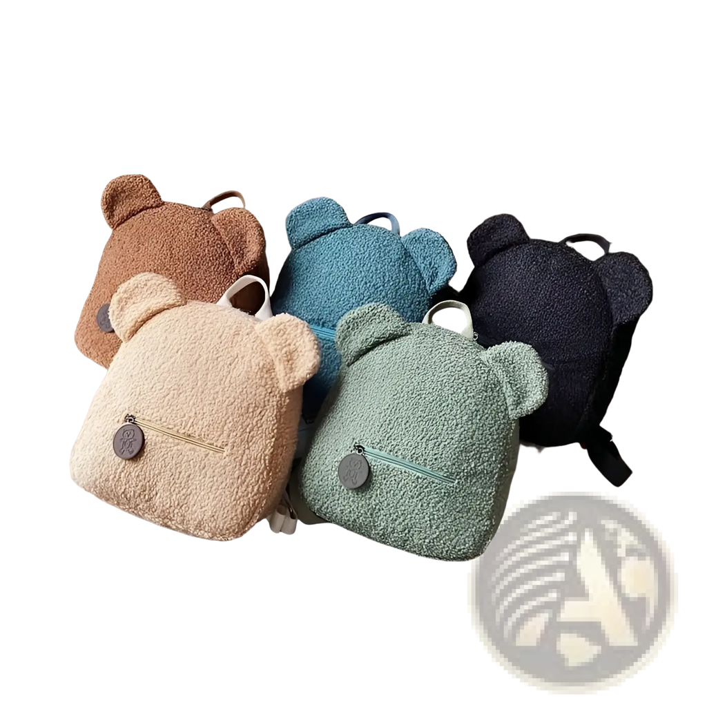 Bear Shaped Plush Backpack Cute Fuzzy Fleece Rucksack